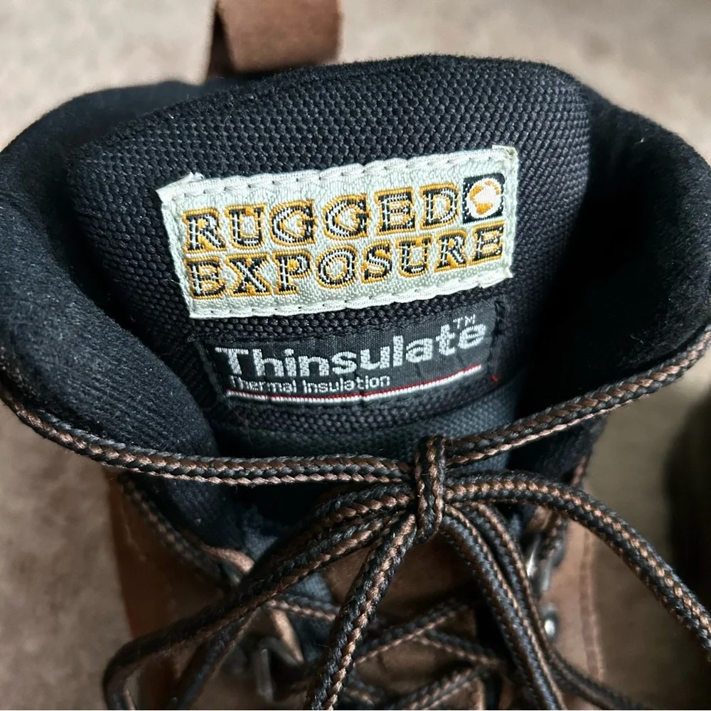 Rugged Exposure Men's Black and Brown Thinsulate Snow Leather Boots